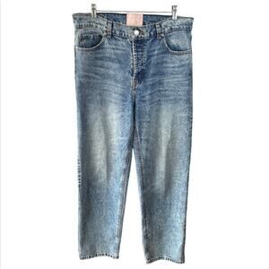 Revice Denim Jeans 31 Acid Wash Button Fly High Rise Straight Leg Rigid Cotton